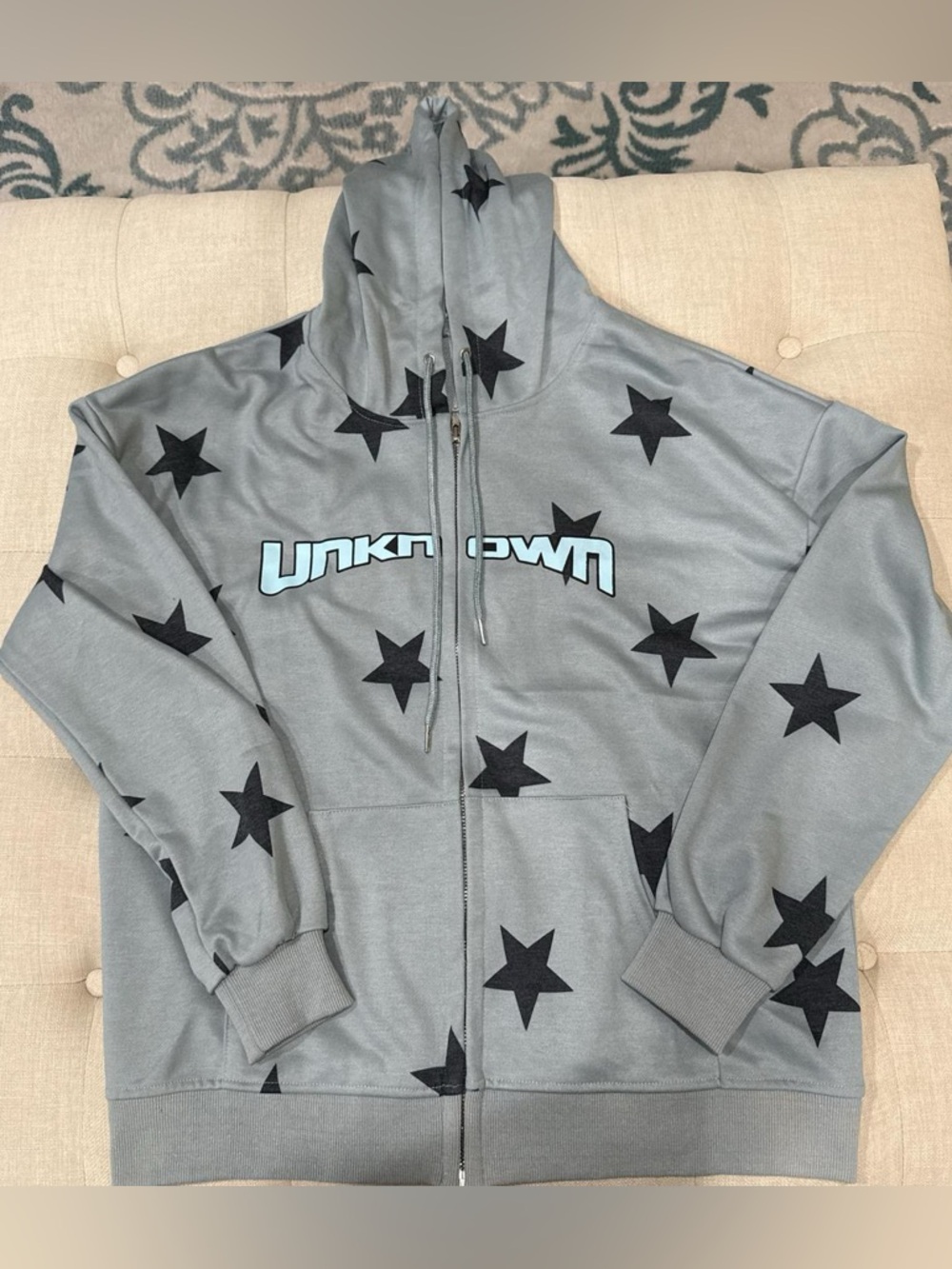 Gray Star Zip-Up Hoodie